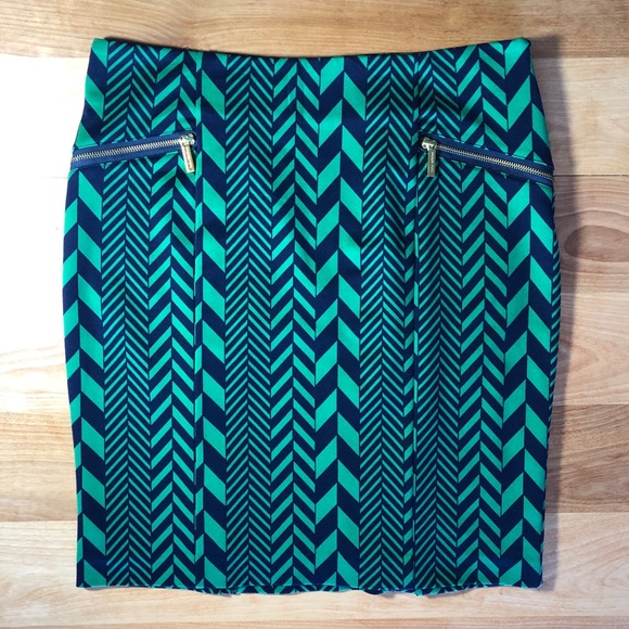 Michael Kors navy/green skirt - Picture 1 of 5